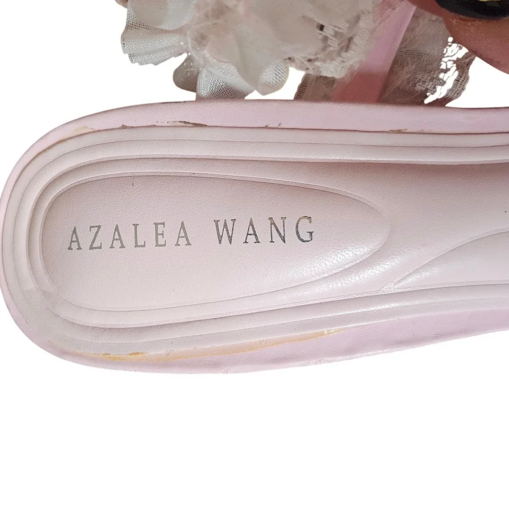 Azalea Wang Morine Pink Coquette Lace Ruffle Spiral Stiletto Heels Size 10